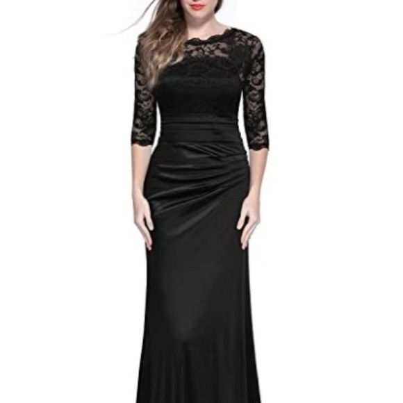 Miusol Women Retro Floral Lace Vintage Maxi Dress - Picture 1 of 4